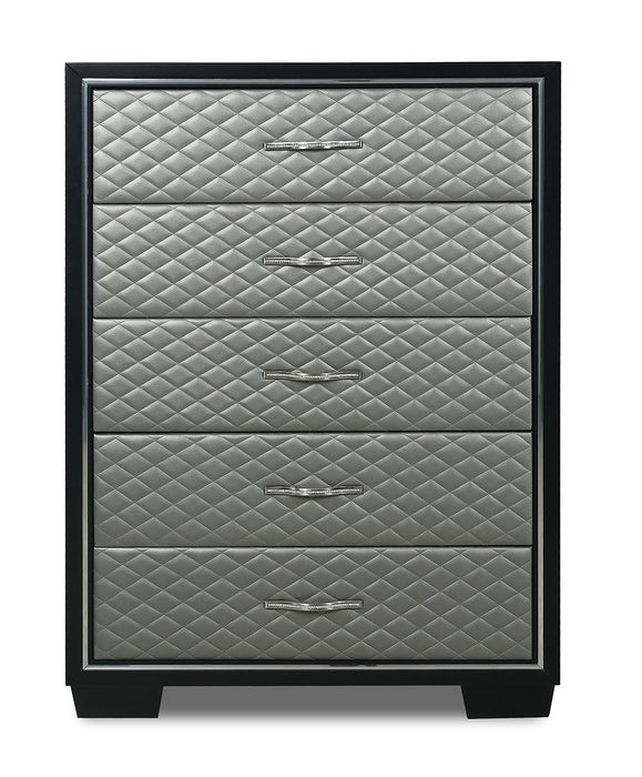 New Classic Furniture Luxor 5 Drawer Chest in Black/Silver