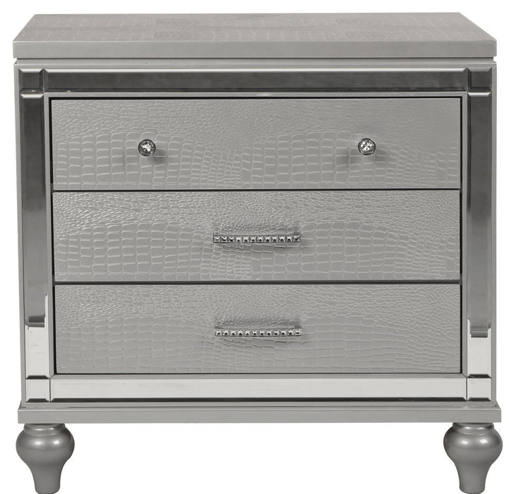 New Classic Furniture Valentino 3 Drawer Nightstand in Silver