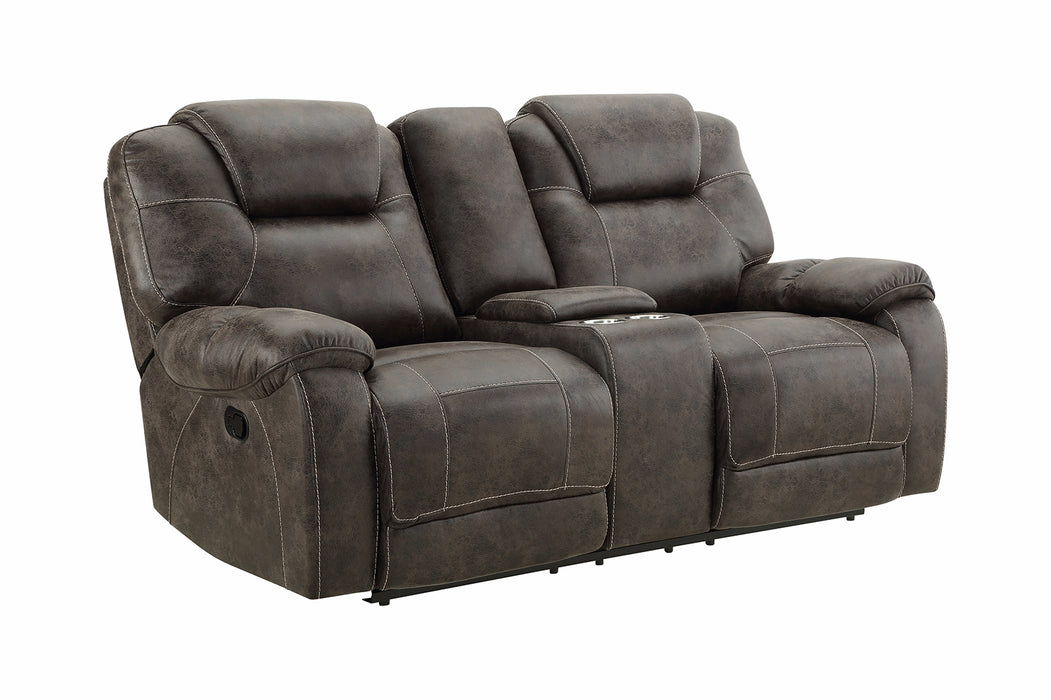 New Classic Furniture Anton Dual Recliner Console Loveseat with Power Footrest in Chocolate U4136-25P1-CHC image