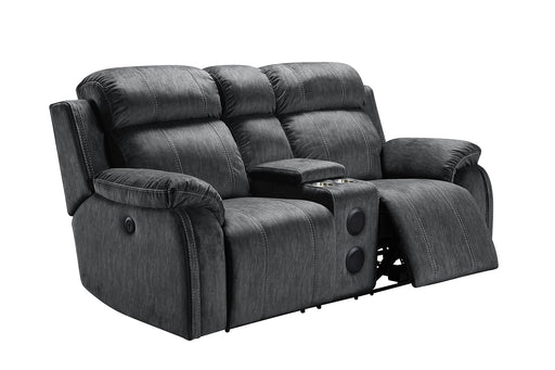 New Classic Furniture Tango Console Loveseat with Speaker and Power Footrest in Shadow U396-25P1-SHW image