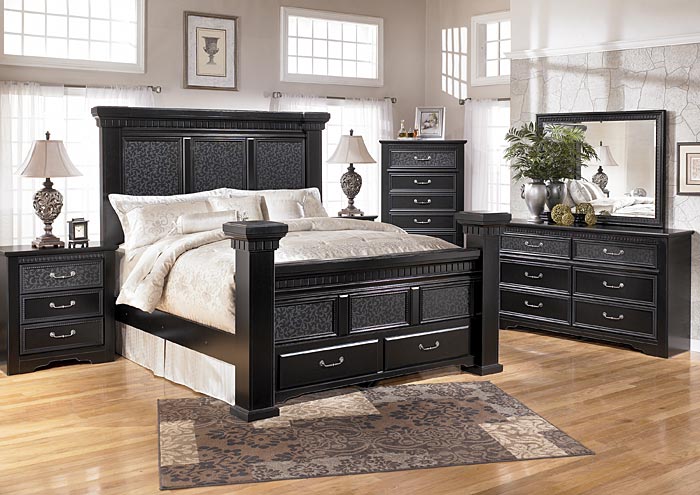Cavallino Queen Mansion Bed w/Storage, Dresser, Mirror & Drawer Chest,Signature Design by Ashley