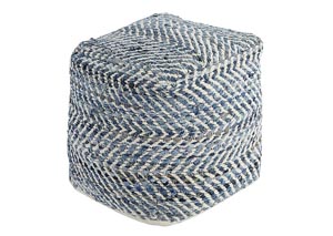 Chevron Blue Pouf,Signature Design by Ashley