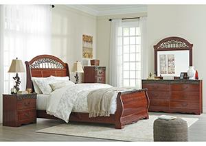 Fairbrooks Estate Reddish Brown Queen Sleigh Bed,Signature Design by Ashley