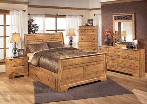 Bittersweet Queen Sleigh Bed w/Storage, Dresser & Mirror,Signature Design by Ashley