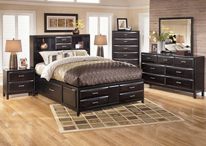 Kira Black California King Storage Bed w/Dresser, Mirror & Drawer Chest,Ashley