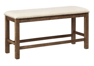Moriville Gray Double Upholstered Dining Bench,Signature Design by Ashley