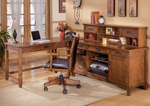 Cross Island L-Shape Desk w/Credenza & Low Hutch,Signature Design by Ashley