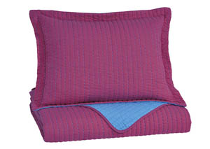 Dansby Magenta/Aqua Twin Coverlet Set,Signature Design by Ashley