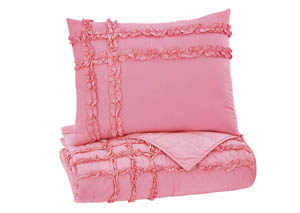 Megara Pink Twin Quilt Set,Signature Design by Ashley
