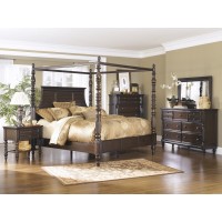 Key Town 6 Pc. Bedroom - Dresser, Mirror & Queen Poster Bed with Canopy