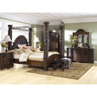 North Shore 8 Pc. Bedroom - Dresser, Mirror, Chest & Cal King Bed with Canopy