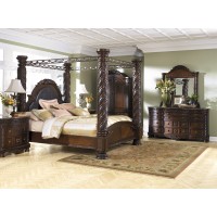 North Shore 7 Pc. Bedroom - Dresser, Mirror & King Poster Bed with Canopy